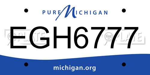 EGH6777 Michigan License Plate