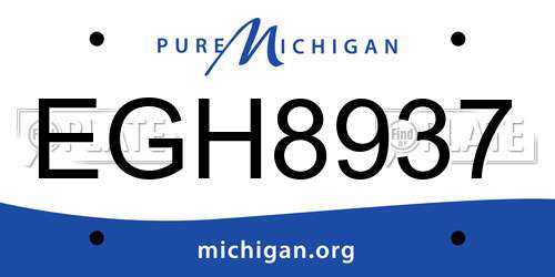 EGH8937 Michigan License Plate