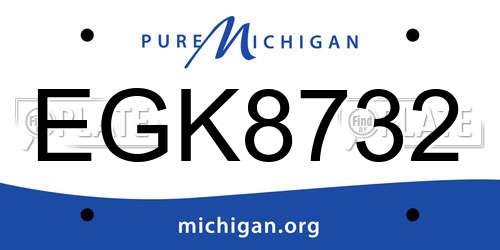 EGK8732 Michigan License Plate