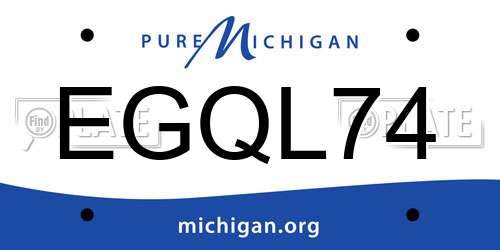 EGQL74 Michigan License Plate