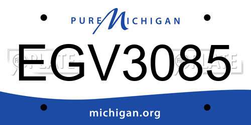 EGV3085 Michigan License Plate
