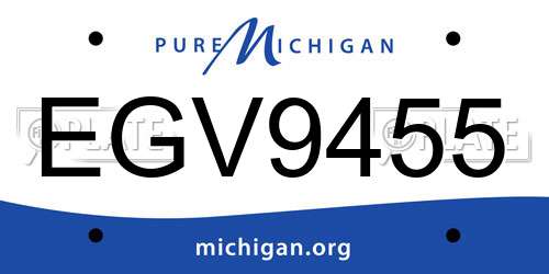 EGV9455 Michigan License Plate