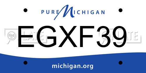 EGXF39 Michigan License Plate