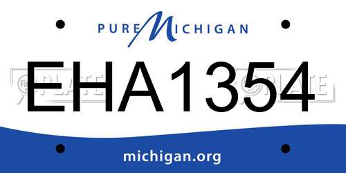 EHA1354 Michigan License Plate