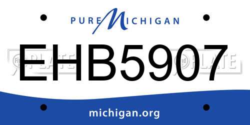 EHB5907 Michigan License Plate