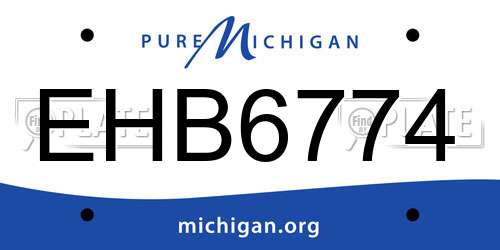 EHB6774 Michigan License Plate