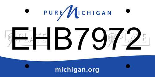 EHB7972 Michigan License Plate
