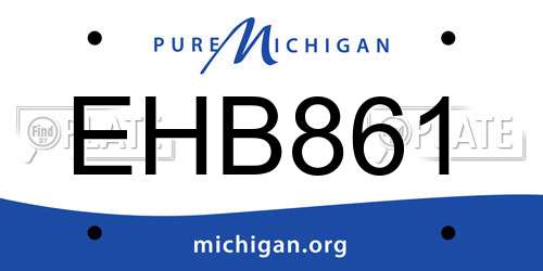 EHB861 Michigan License Plate