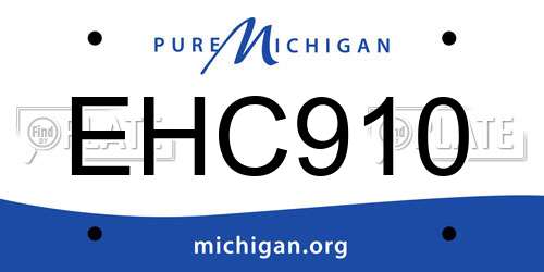 EHC910 Michigan License Plate