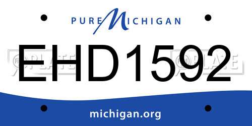 EHD1592 Michigan License Plate