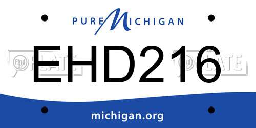 EHD216 Michigan License Plate