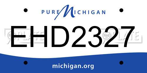 EHD2327 Michigan License Plate
