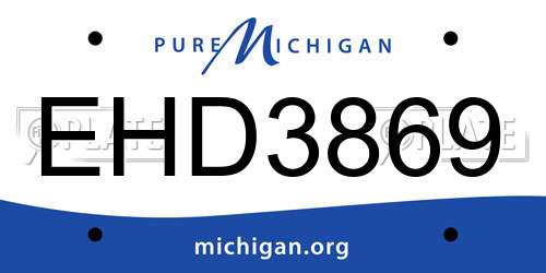 EHD3869 Michigan License Plate