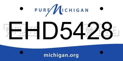 EHD5428 Michigan License Plate