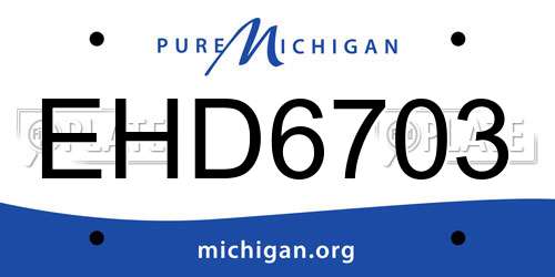 EHD6703 Michigan License Plate