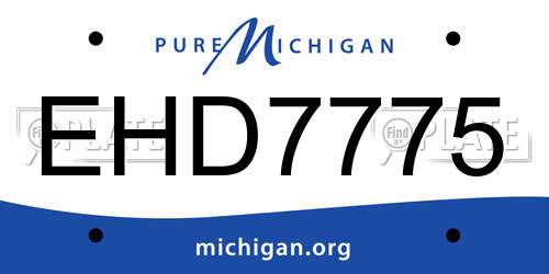 EHD7775 Michigan License Plate