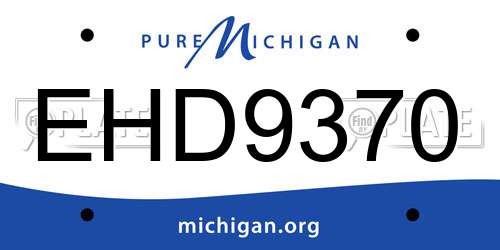 EHD9370 Michigan License Plate