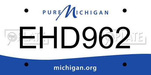 EHD962 Michigan License Plate