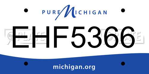EHF5366 Michigan License Plate