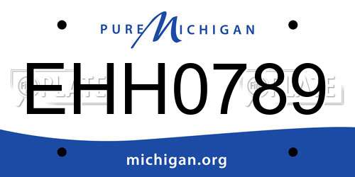 EHH0789 Michigan License Plate