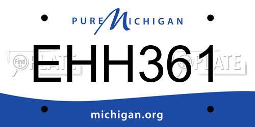 EHH361 Michigan License Plate