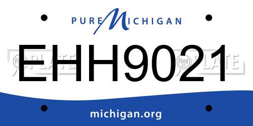 EHH9021 Michigan License Plate