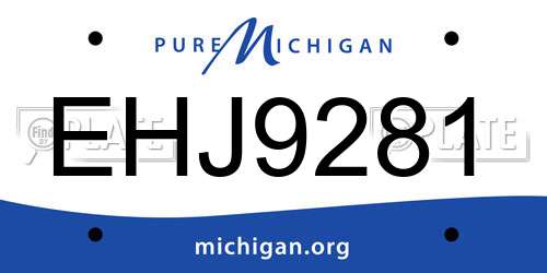 EHJ9281 Michigan License Plate