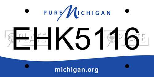 EHK5116 Michigan License Plate