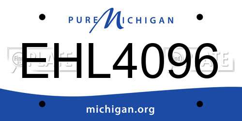 EHL4096 Michigan License Plate