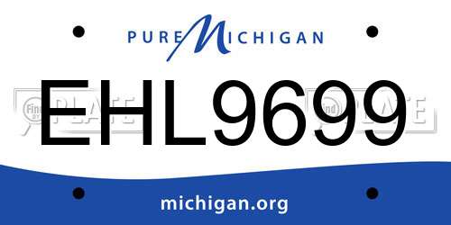 EHL9699 Michigan License Plate