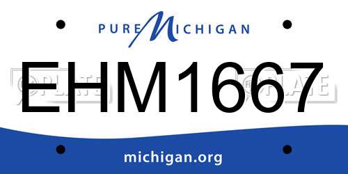 EHM1667 Michigan License Plate