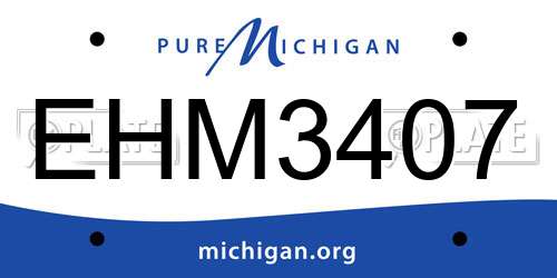 EHM3407 Michigan License Plate