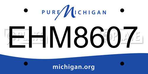 EHM8607 Michigan License Plate