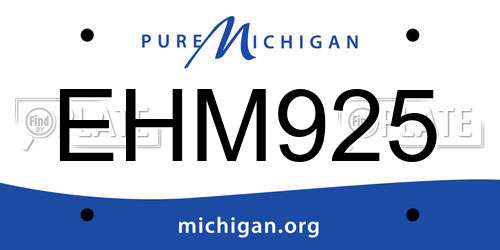 EHM925 Michigan License Plate