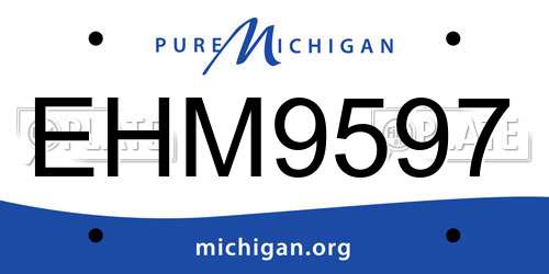 EHM9597 Michigan License Plate