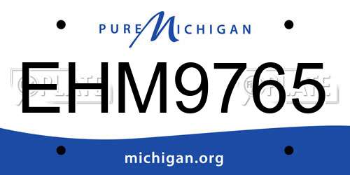 EHM9765 Michigan License Plate