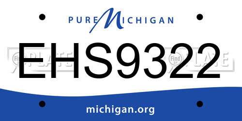 EHS9322 Michigan License Plate