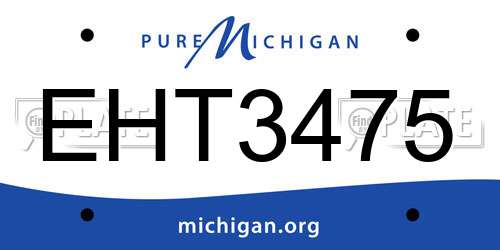 EHT3475 Michigan License Plate