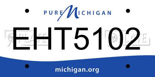 EHT5102 Michigan License Plate