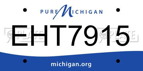 EHT7915 Michigan License Plate