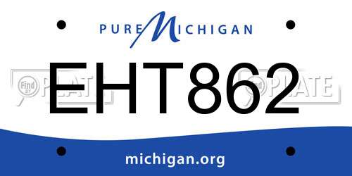 EHT862 Michigan License Plate