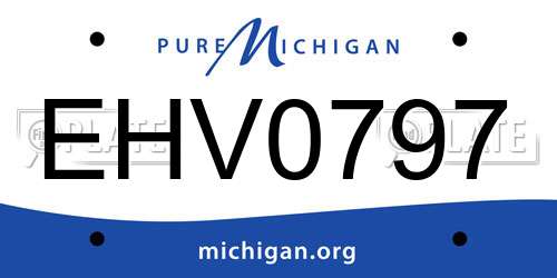 EHV0797 Michigan License Plate