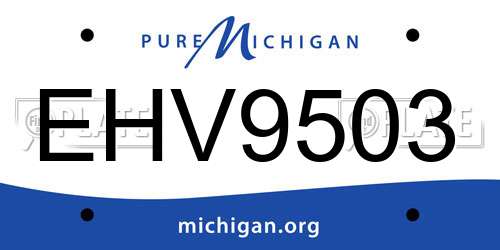 EHV9503 Michigan License Plate