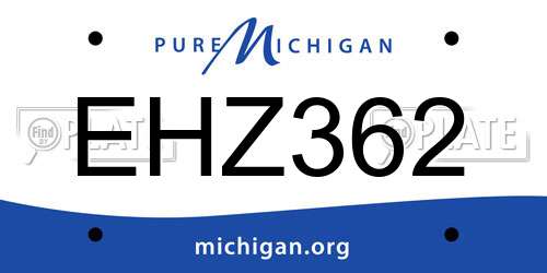 EHZ362 Michigan License Plate