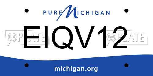 EIQV12 Michigan License Plate