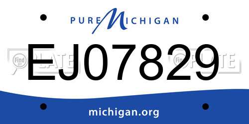 EJ07829 Michigan License Plate
