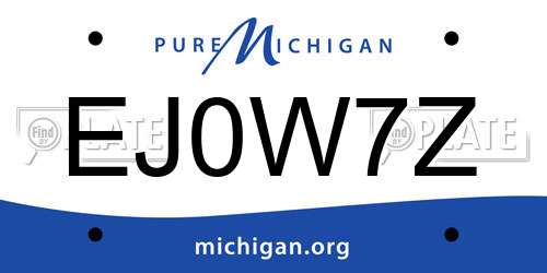 EJ0W7Z Michigan License Plate