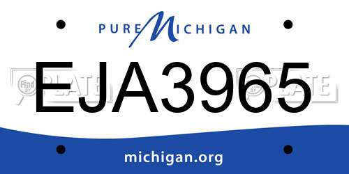EJA3965 Michigan License Plate