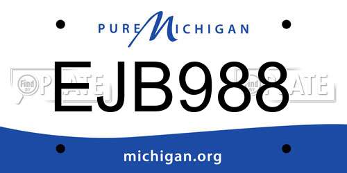 EJB988 Michigan License Plate