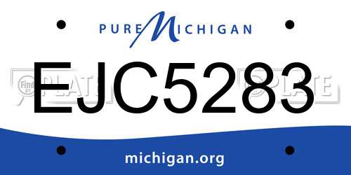 EJC5283 Michigan License Plate